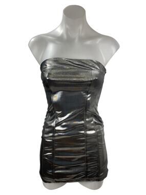 Urban Outfitters Sparkle & Fade Vinyl Bandeau Mini Bodycon Tank Tube Dress Sz XS